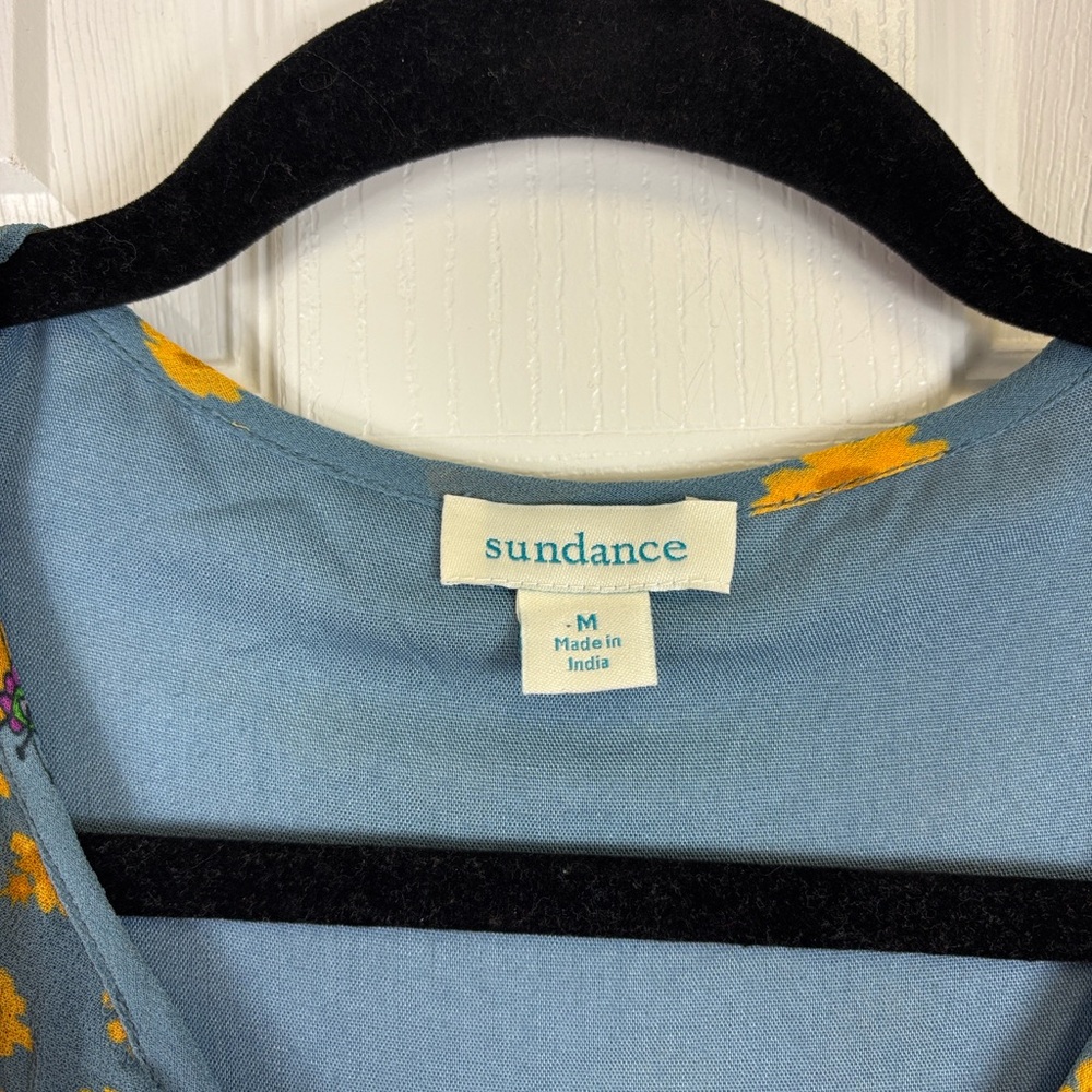 Sundance blue gold long sleeve floral dress sz med - Picture 3 of 9